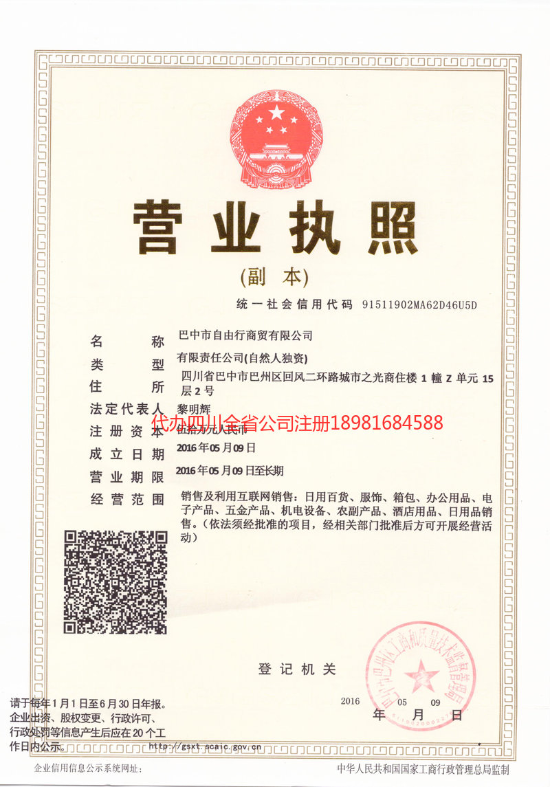 陆丰陆丰自由行商贸有限公司